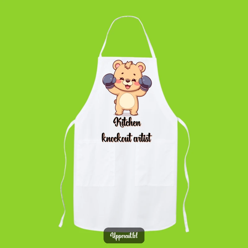 Funny Bear Cub Boxing Apron - Chef Cub Jab, Kitchen Fun and Humorous Gift