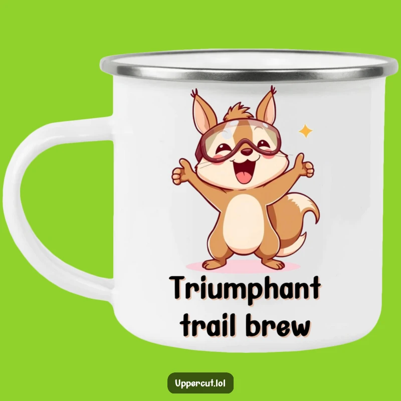 Funny Victory Squirrel Camping Mug: Trailhead Headguard Dance Cup for a Funny Gift