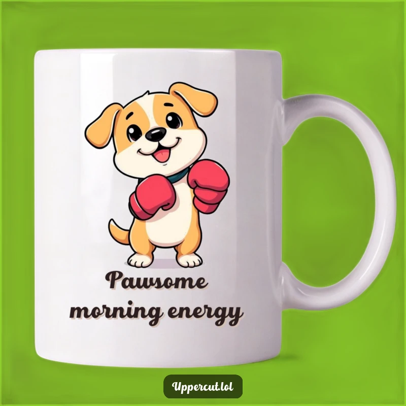 Funny Dog Boxer Mug: Playful Pup Paw Taps & Cute Funny Gift Idea