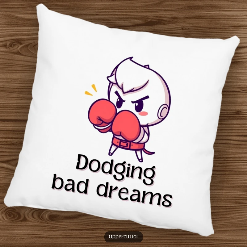 Funny Boxing Glove Punch Pillow: Determined boxing glove character humorously throwing a punch, a soft and funny decor item.