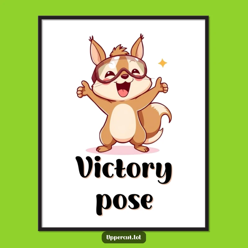 Funny Victory Squirrel Digital Art: Festive Headguard Dance Graphic for a Fun Gift
