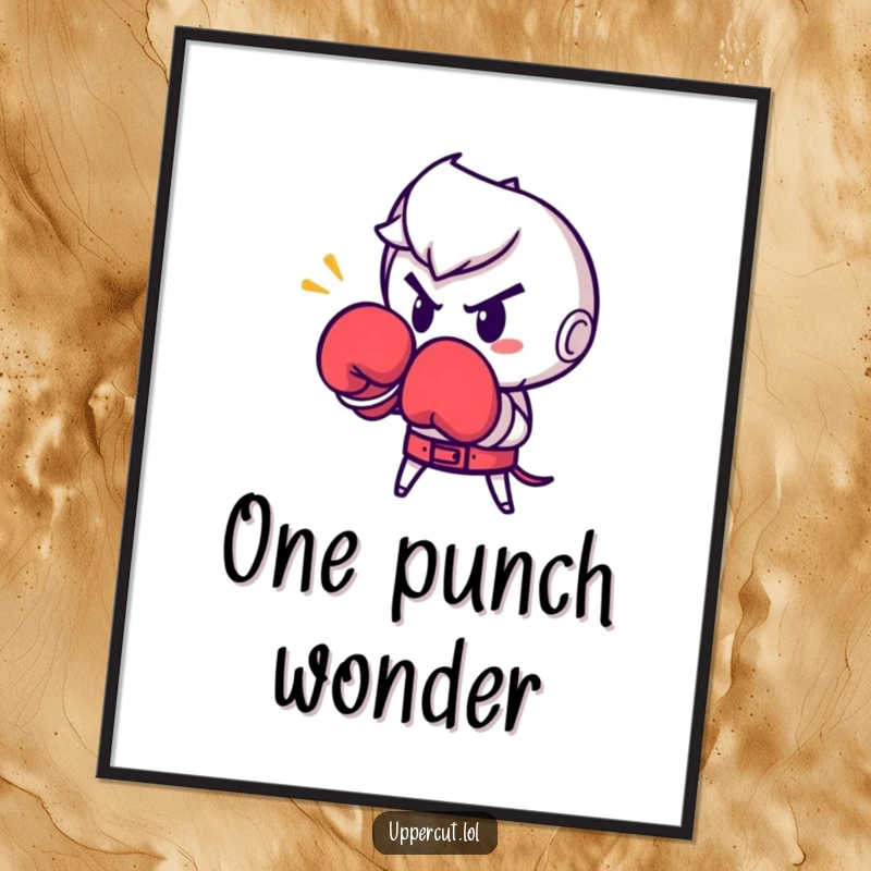 Funny Boxing Glove Punch Digital Art Print: Determined boxing glove character humorously throwing a punch, ready for funny decor.