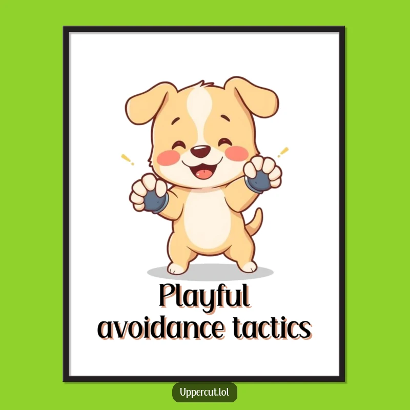 Funny Puppy Boxing Digital Art - Printable Playful Dodge, Instant Energetic Funny Gift