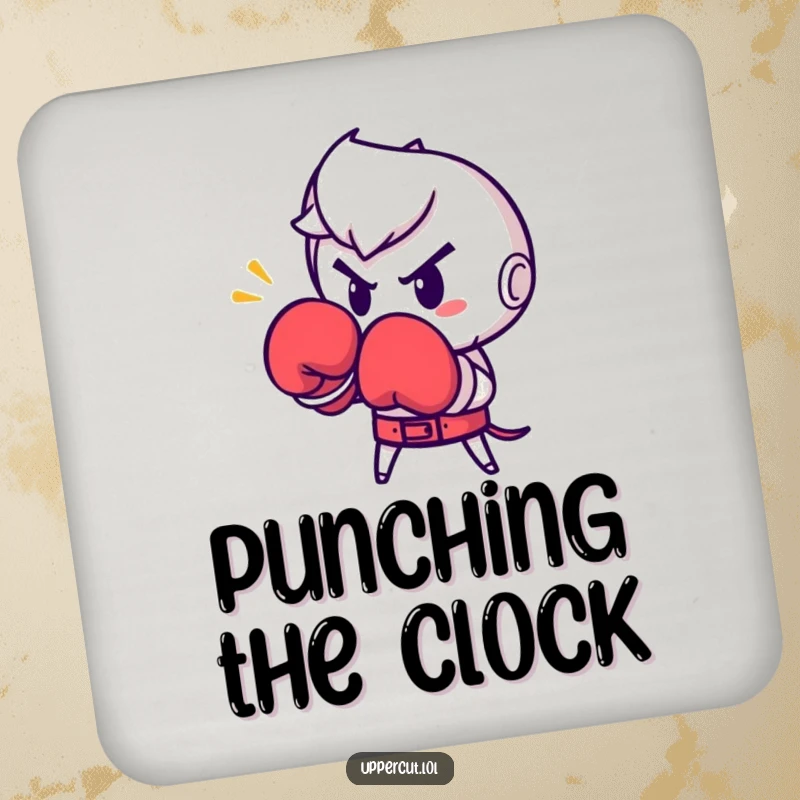 Funny Boxing Glove Punch Coaster: Determined boxing glove character humorously throwing a punch, adding funny protection.