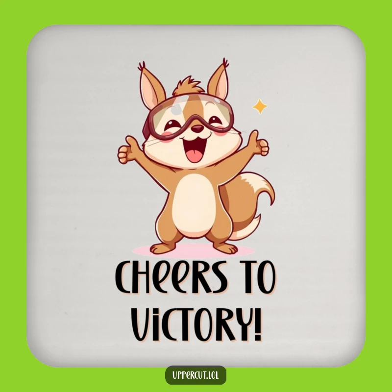 Funny Victory Squirrel Coaster: Headguard Dance Protection for a Quirky Funny Gift