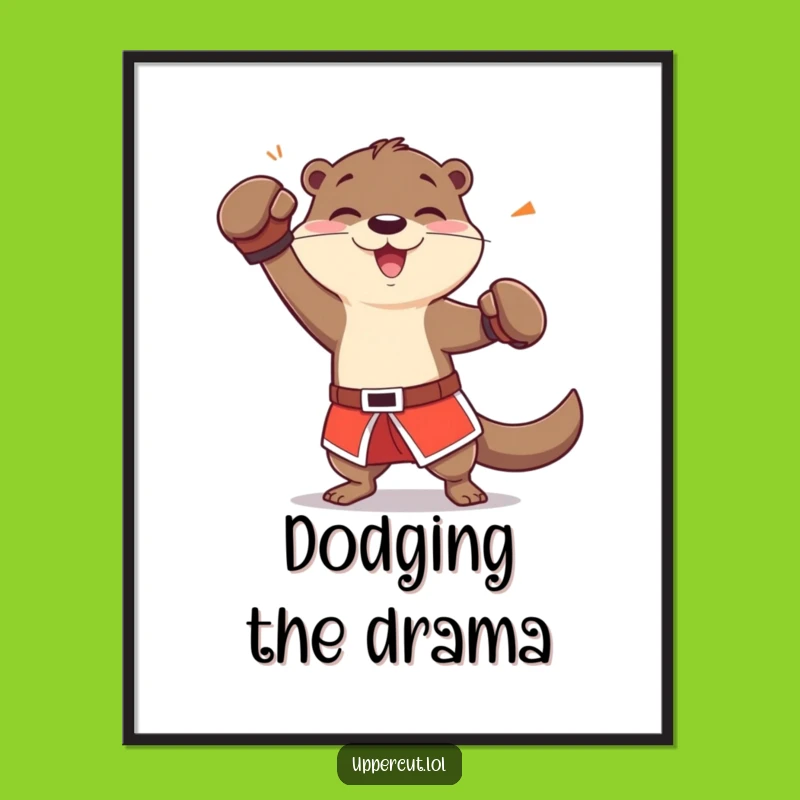 Funny Otter Boxing Poster: Dodging Jab Character Art Print Gift