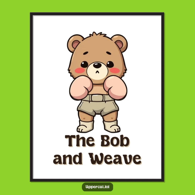 Funny Bear Boxing Poster: Playful Art for Motivational Walls