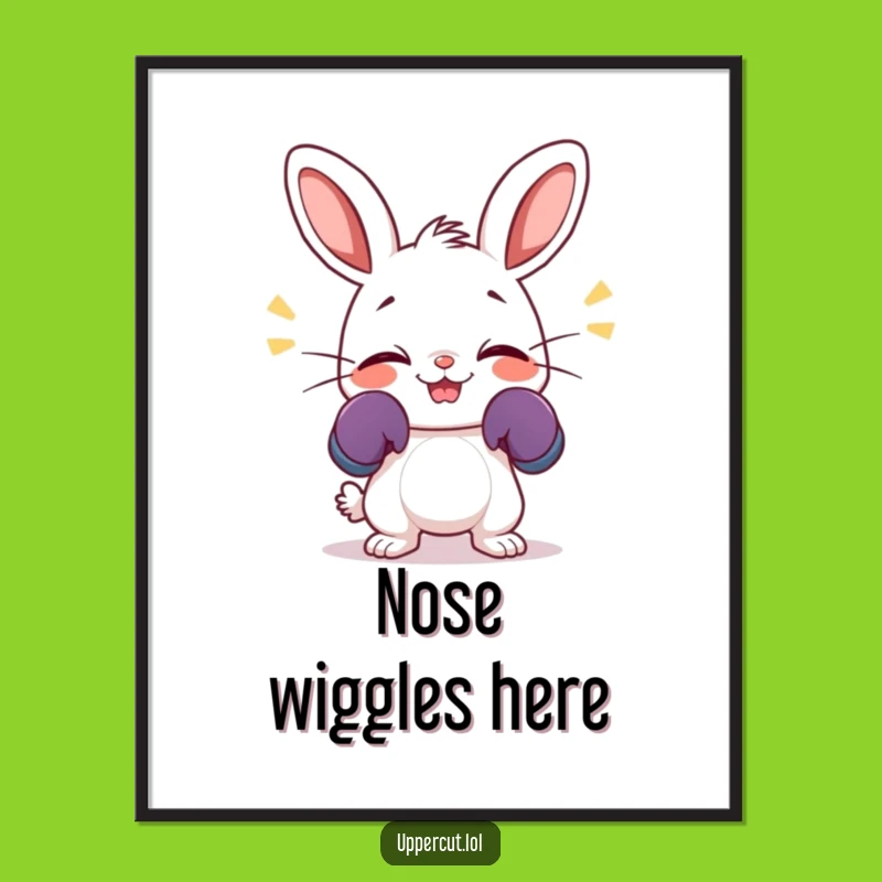 Funny Giggling Rabbit Poster: Boxing Bunny Art for a Whimsical Funny Gift