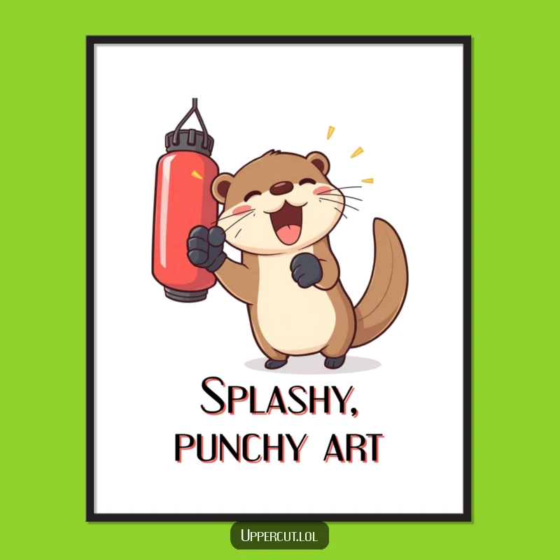 Funny Otter Boxer Poster: Joyful Punching Art for a Hilarious Gift!