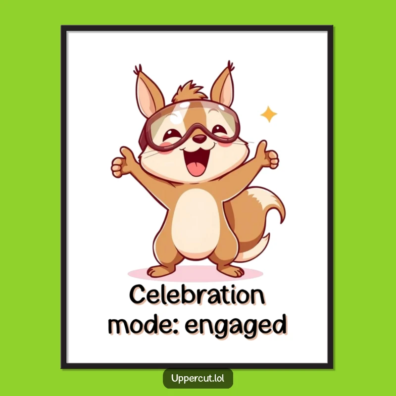 Funny Victory Squirrel Poster: Dynamic Headguard Dance Art for a Hilarious Gift