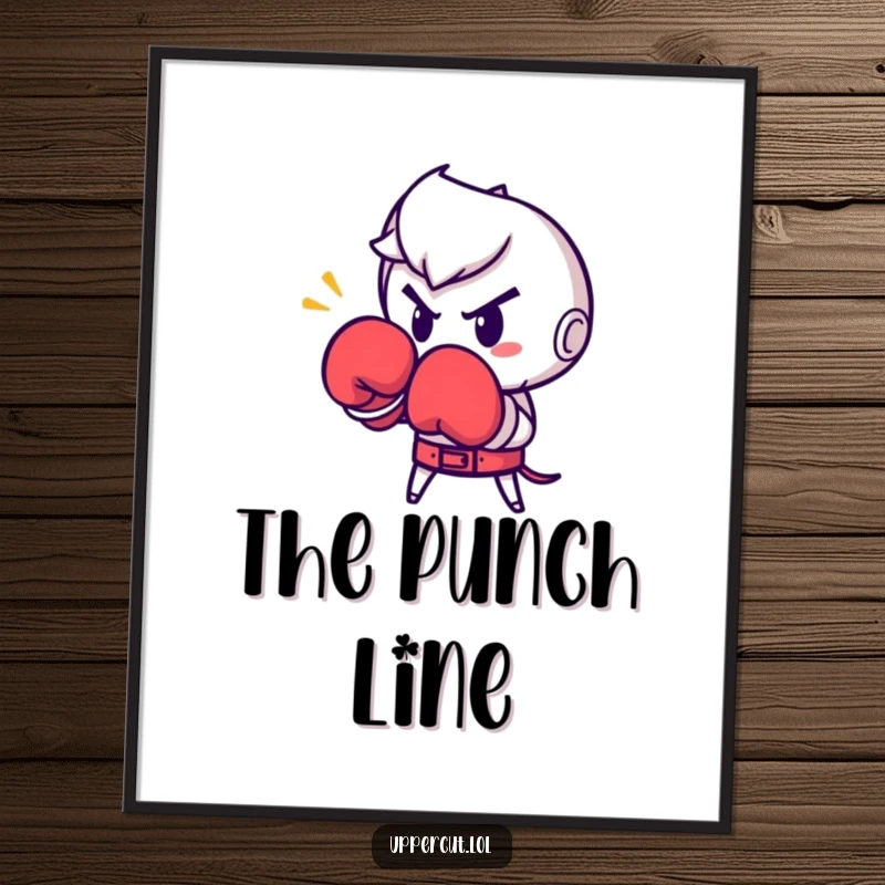 Funny Boxing Glove Punch Poster: Determined boxing glove character humorously throwing a punch, adding funny motivation to decor.