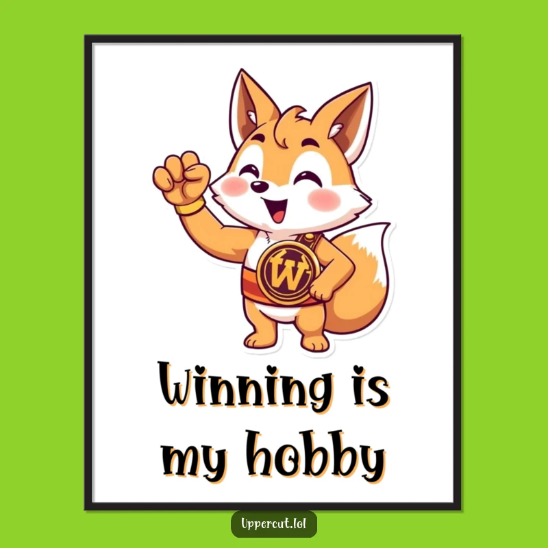 Funny Fox Champion Poster: Victorious Art & Bold Funny Gift Wall Decor