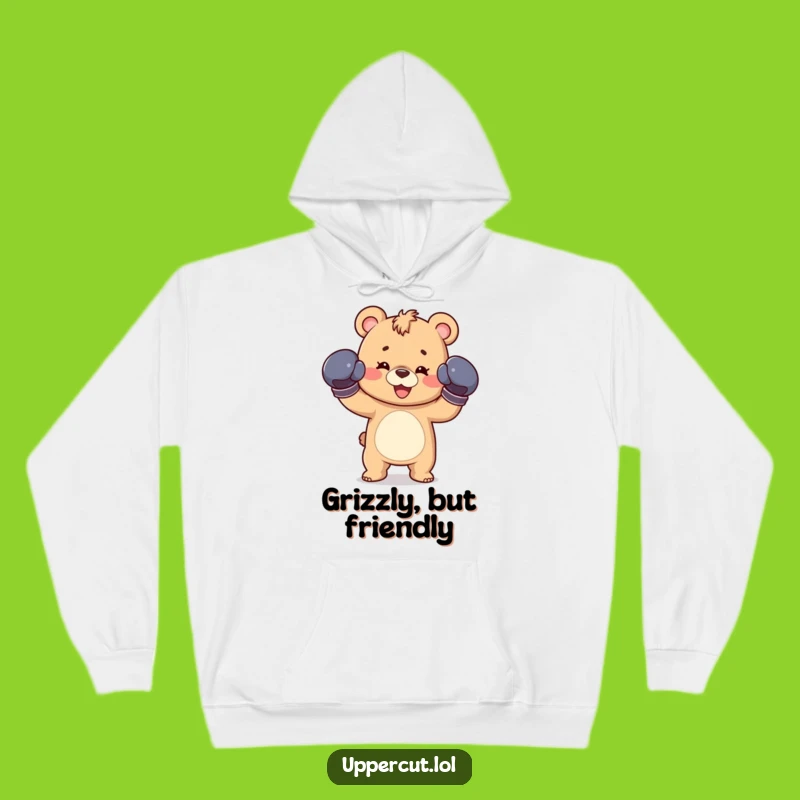 Funny Bear Cub Boxing Hoodie - Cozy Fighter Cub, Warm and Humorous Gift