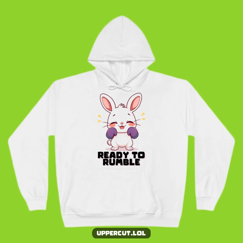 Funny Giggling Rabbit Hoodie: Cozy Boxing Bunny Warmth for a Comfy Funny Gift
