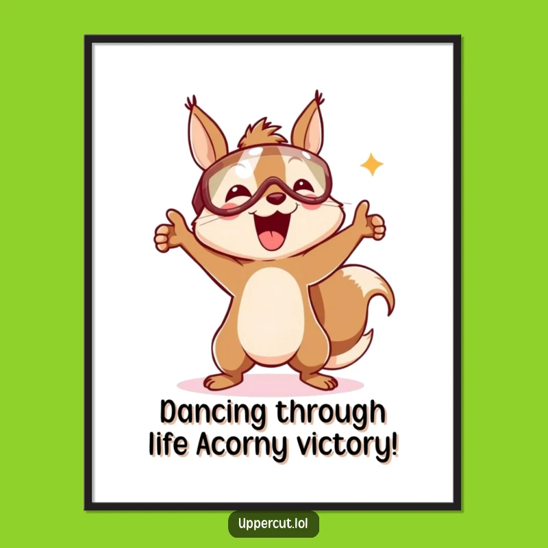 Free Printable Wall Art: Funny Squirrel Victory Dance, Hilarious Downloadable Decor