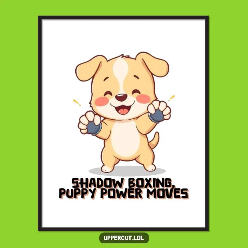 Funny Puppy Boxing Wall Art - Free Printable Downloadable Decor