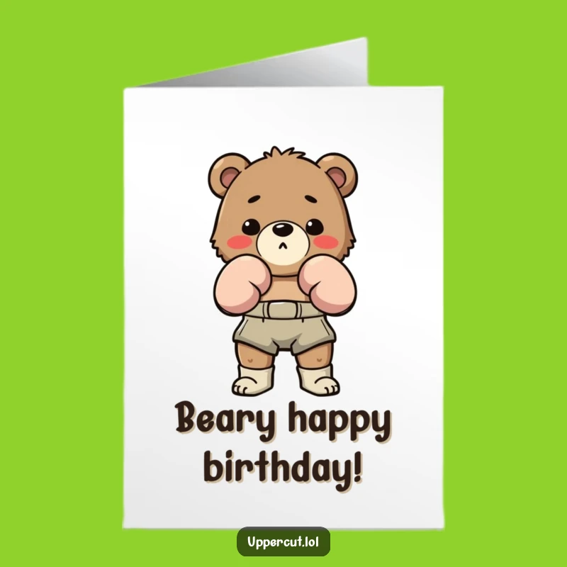 Free Printable Birthday Card: Funny Bear Boxer Bobbing Downloadable Greeting