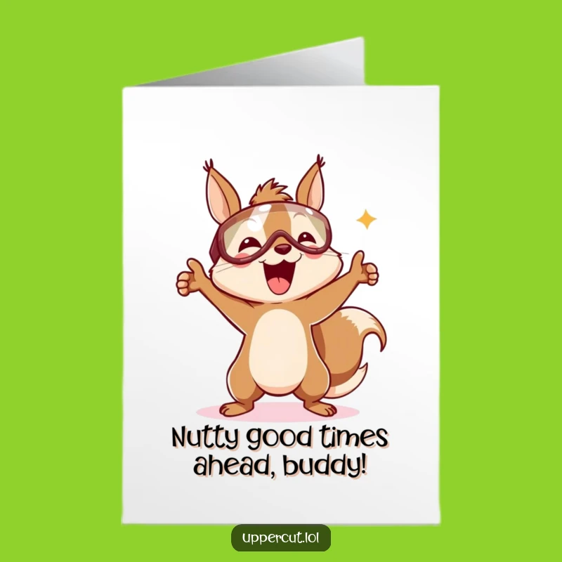 Free Printable Birthday Card: Funny Squirrel Victory Dance, Hilarious Downloadable Gift
