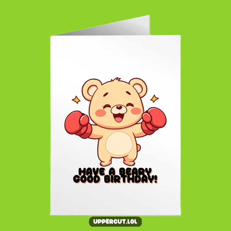 Free Printable Birthday Card: Bear Cub Punch Funny Downloadable Gift