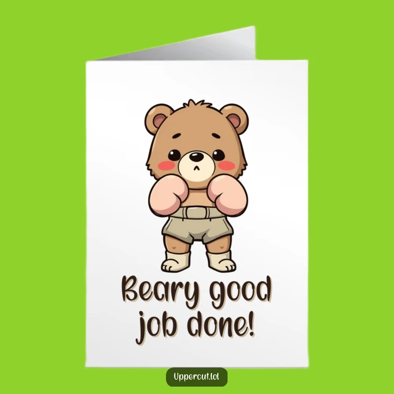 Free Printable Congrats Card: Funny Bear Boxer's Moves Downloadable Success Card