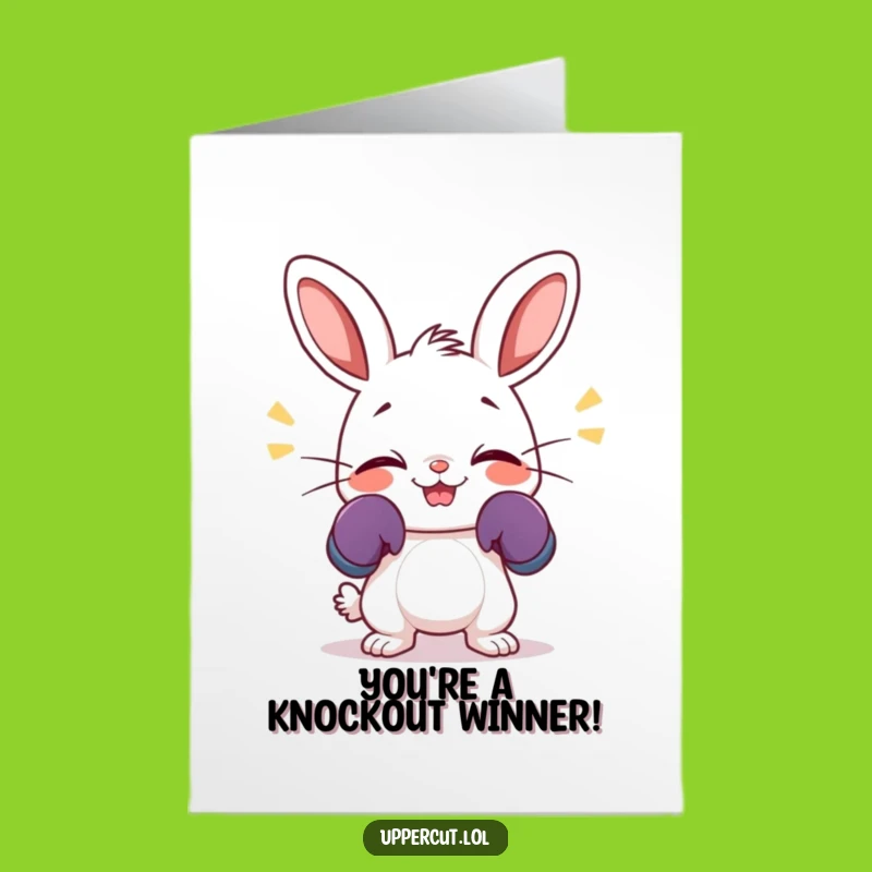 Free Printable Congrats Card: Enthusiastic Rabbit Boxer, Fun Downloadable Gift