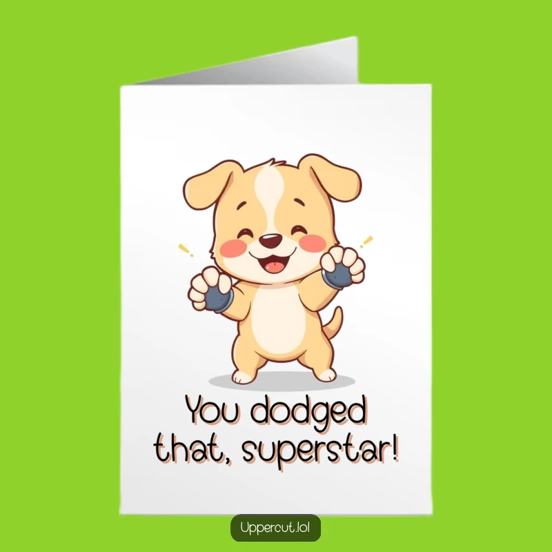 Free Printable Puppy Boxing Congrats Card - Humorous Downloadable Art