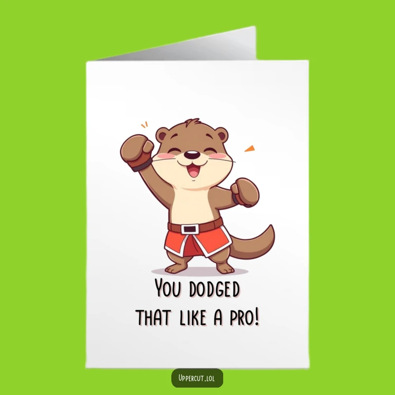 Free Printable Congrats Card: Otter Dodge Boxing Funny Downloadable Gift
