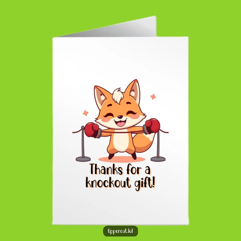 Humorous Free Printable Thank You Card: Boxing Fox Sending Thanks, Downloadable Gift