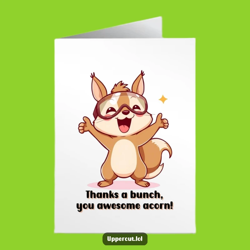 Free Printable Thank You Card: Cheerful Squirrel Victory Dance, Grateful Downloadable Gift