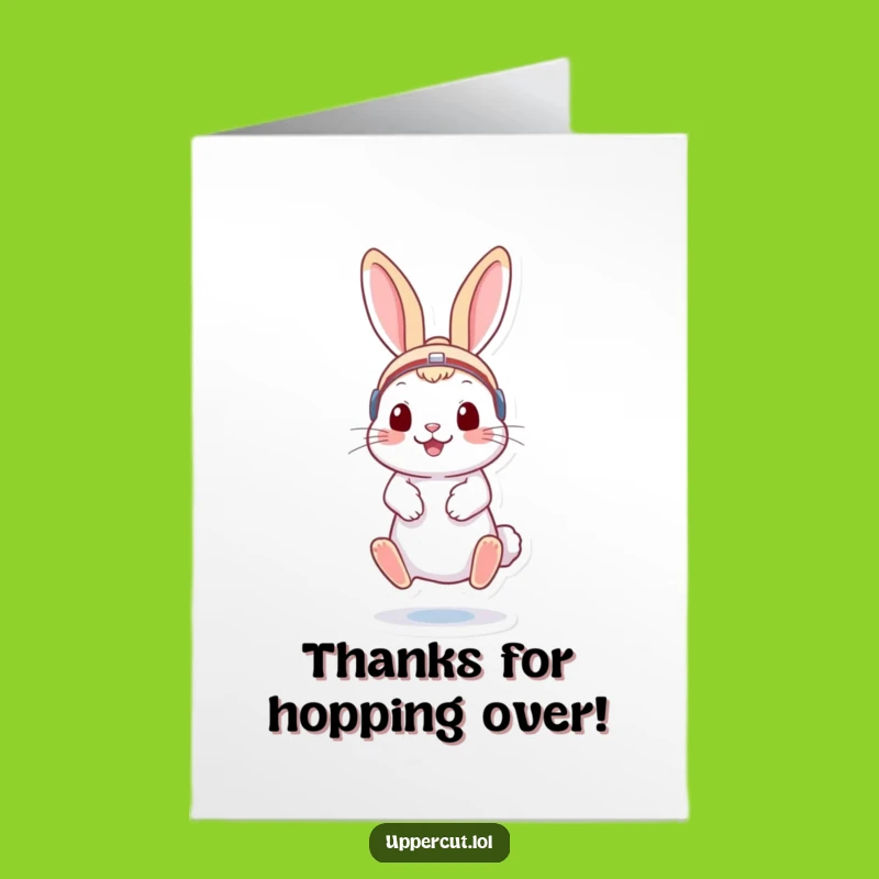 Playful Free Printable Thank You Card: Bouncing Rabbit Gratitude, Downloadable Gift